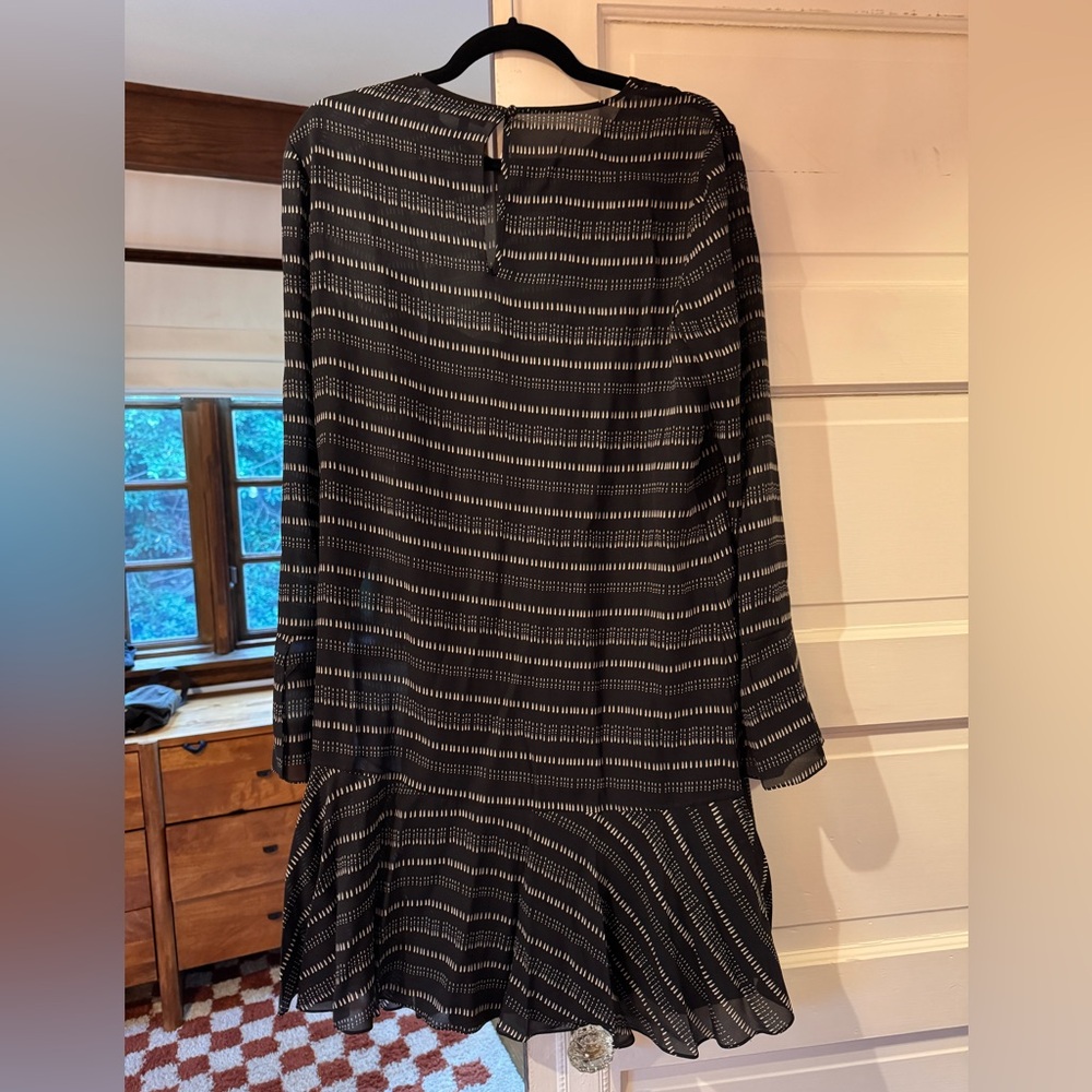 Theory dress with long sleeves and slip underneath.